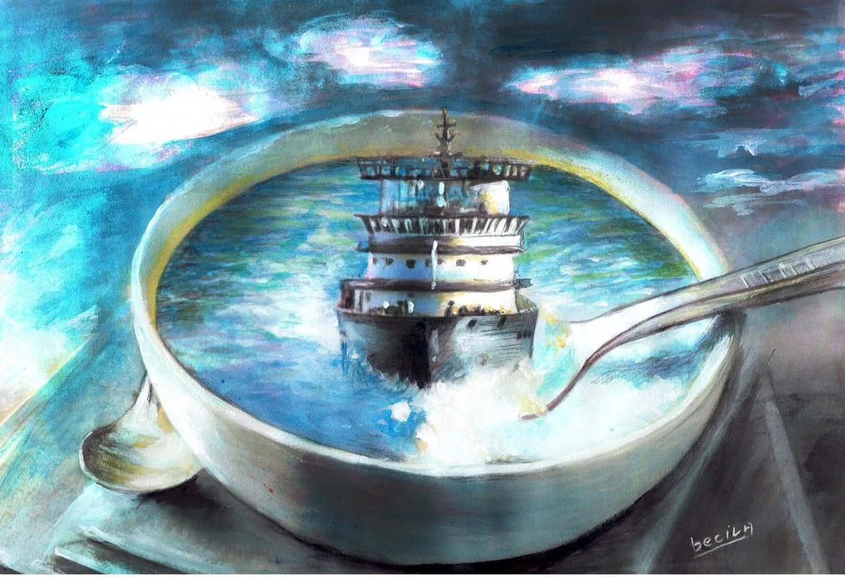 bateau en soupe, artwork by becila mohamed