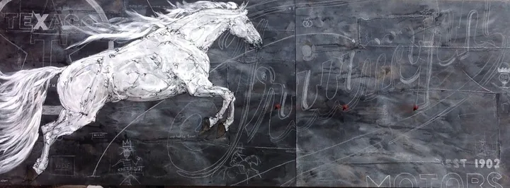 Blackboard: one horsetown, œuvre de Sébastien Larochelle