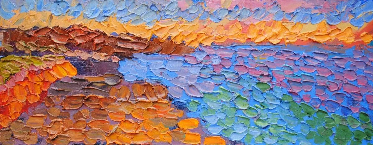 Sunset at the sea, artwork by Olga Bezhina