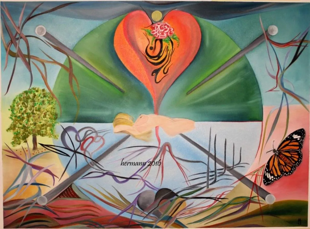 oil "Die Natur in seiner ganzen Pracht", artwork by Hansjörg Hermann