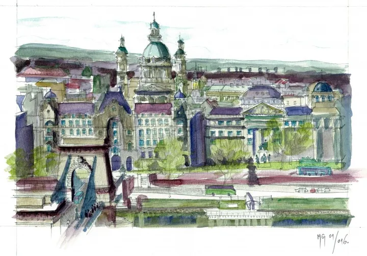 Panorama of Budapest, artwork by Goran Martinovic