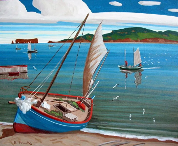 Les barges du Barachois, artwork by Bernard Proulx