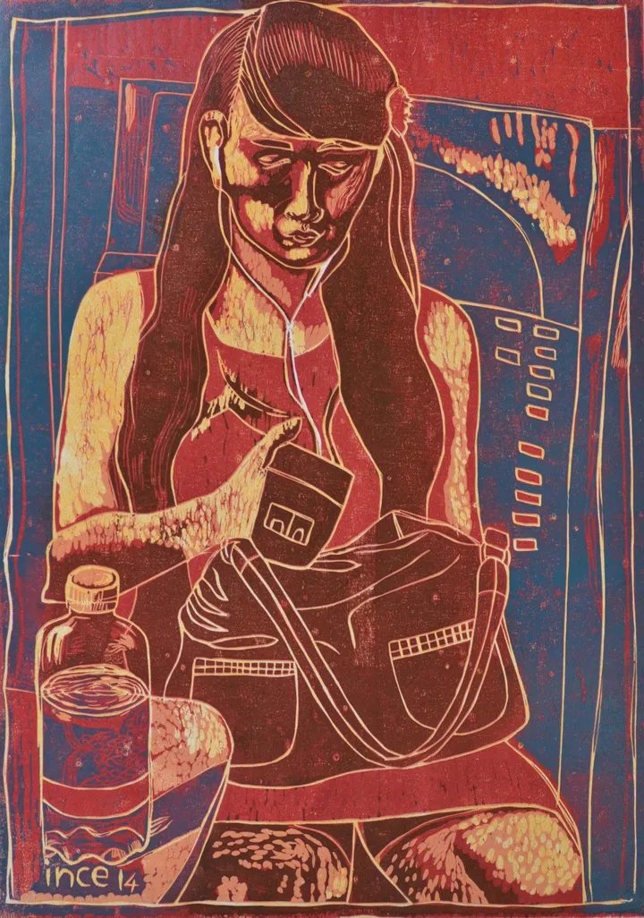 The girl with I Phone, artwork by Ersin Lübbe-ince