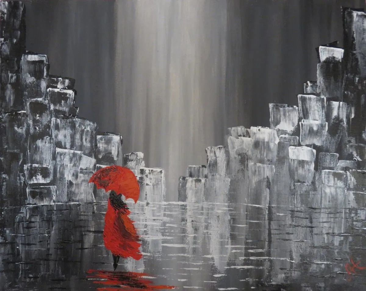 Lady with red umbrella, artwork by Internet Traffic