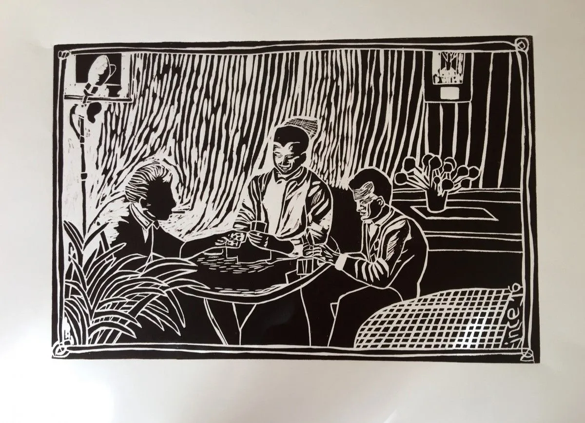 the card player black and white, artwork by Ersin Lübbe-ince