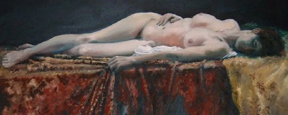sleeping nude, artwork by Tom Brown