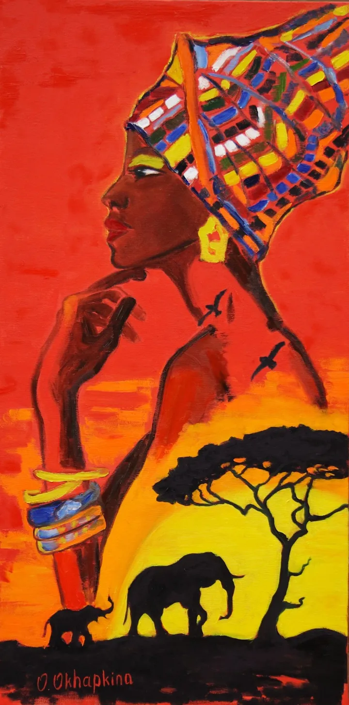 African Goddess from series Women of the World, artwork by Oksana Okhapkina