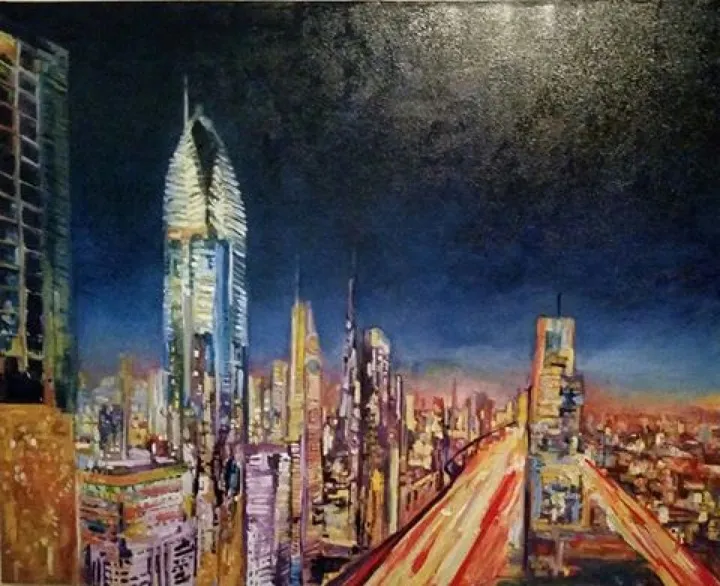 Dubai SZR by night, artwork by Di So
