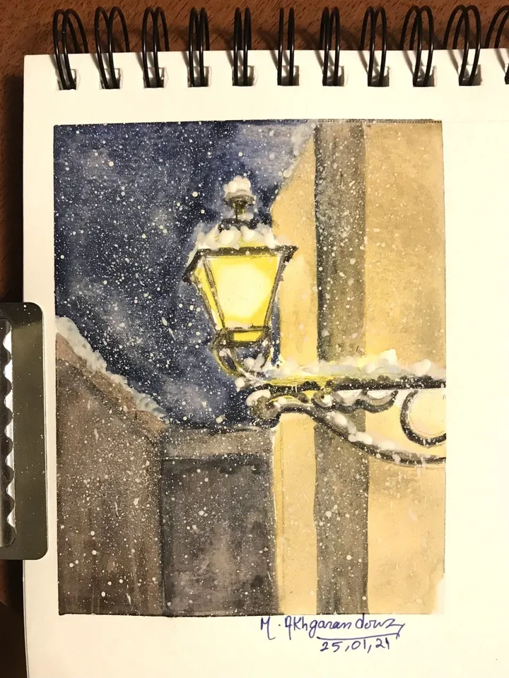 Snowy night, œuvre de Massy Akhgarandouz