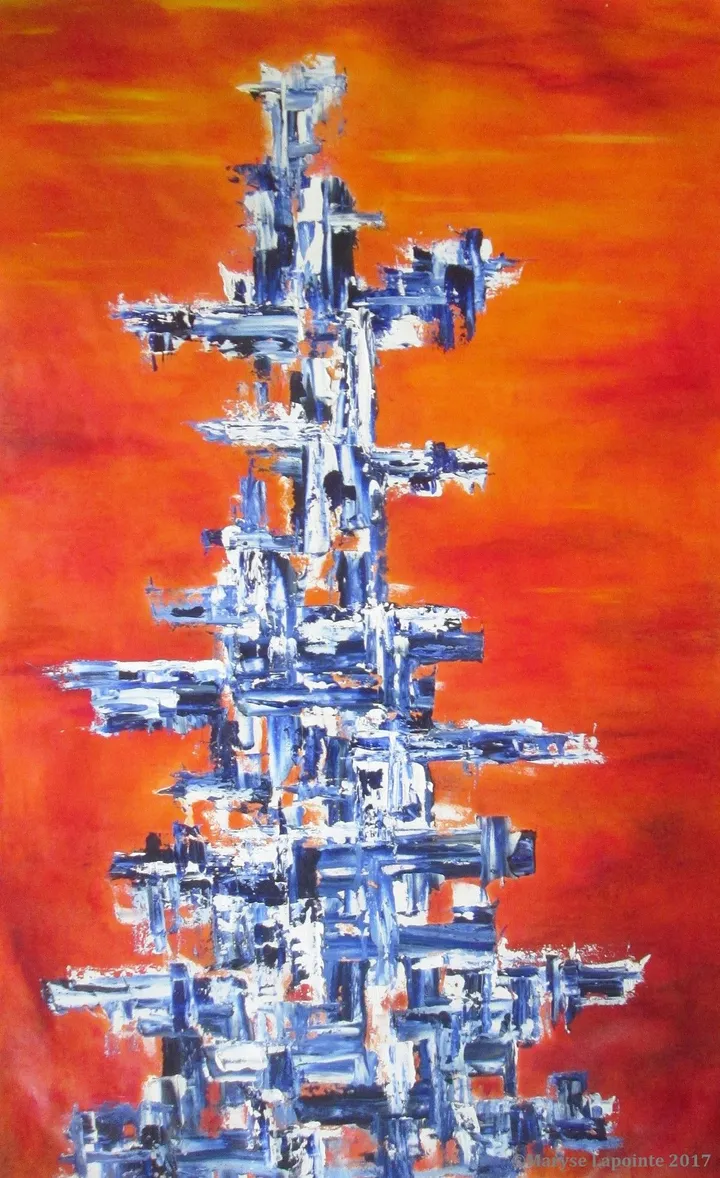 Grand Totem bleu (Inukshuk), artwork by Maryse Lapointe