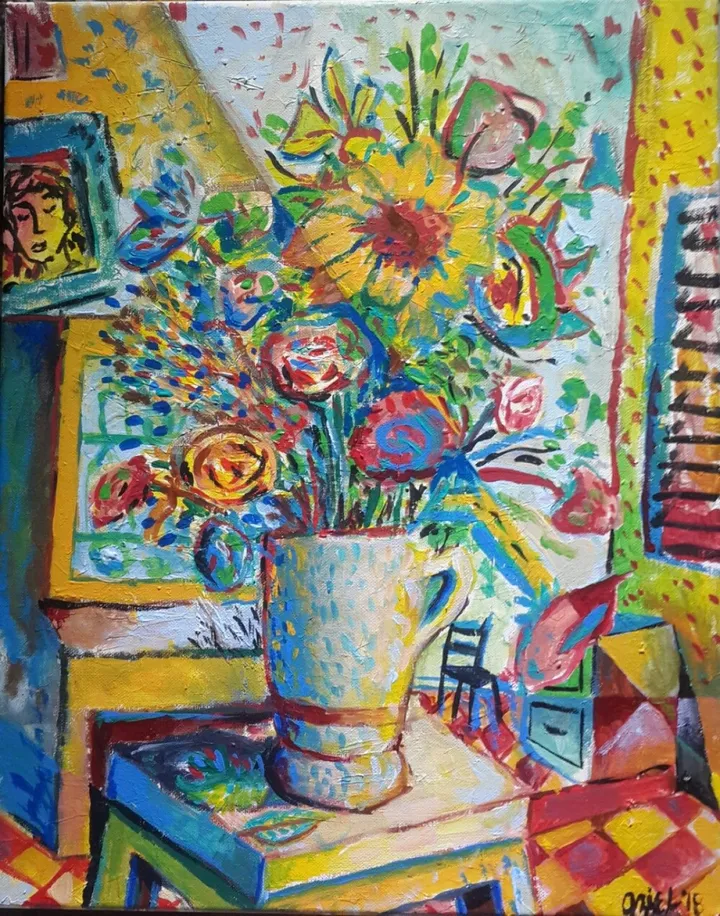 Florero sobre Banco, œuvre de Aziel Barrientos