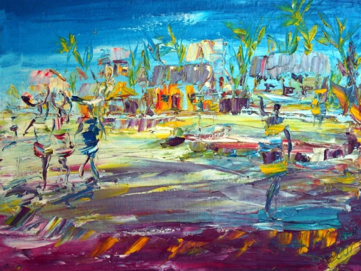 Village view, artwork by Akpan Usoroh