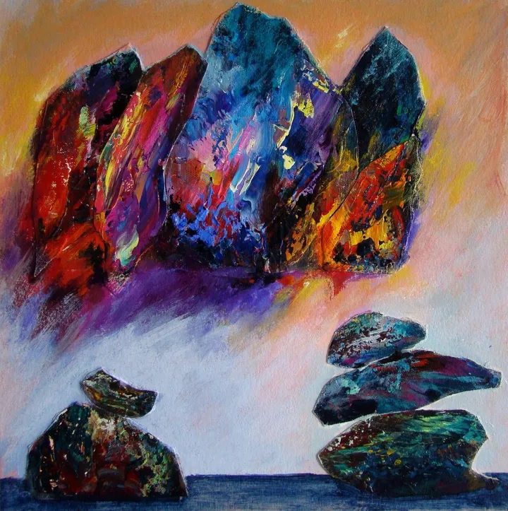 Inuk devant Menhir, œuvre de Manon Marchand