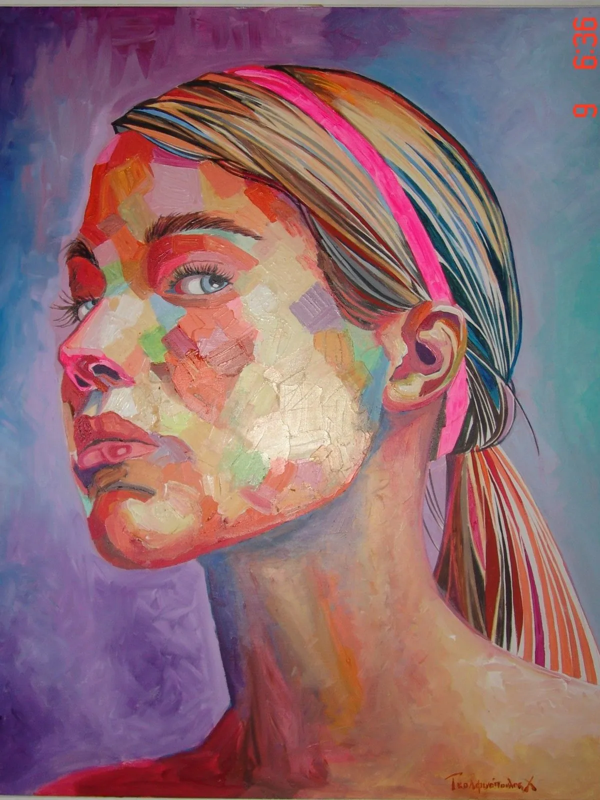 Pink ribbon on a girl, œuvre de CHARALAMPOS GKOLFINOPOULOS