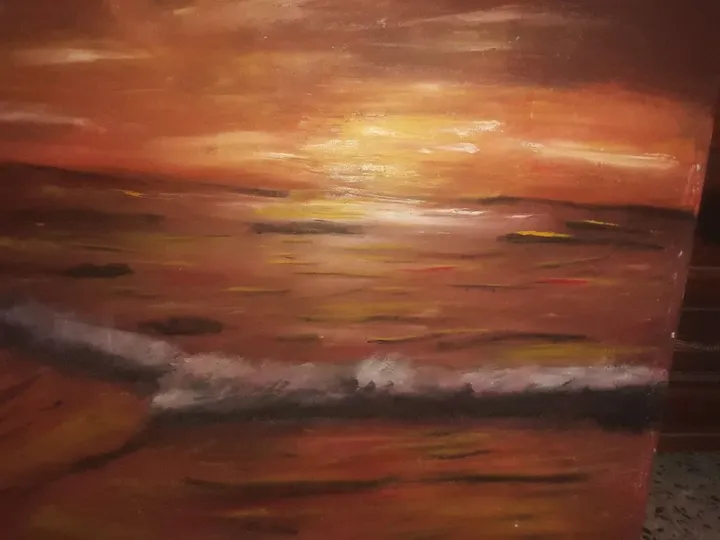 la mère au coucher du soleil, œuvre de mohli taoues