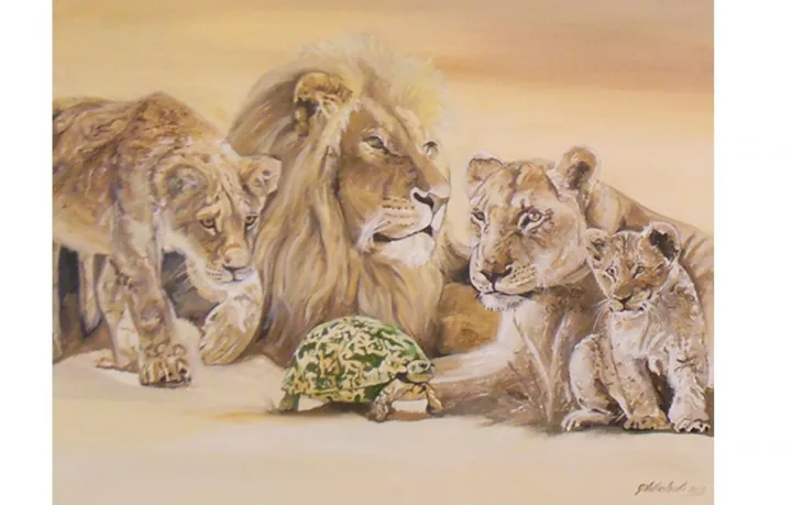 Lion pride, œuvre de Grant Netherlands
