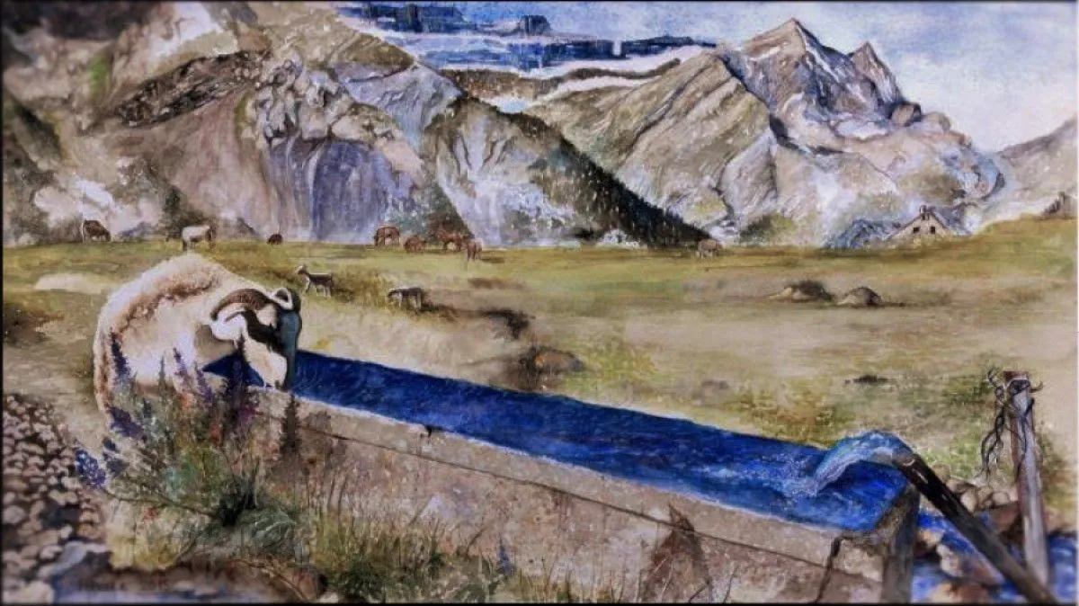 ABREUVOIR PYRÉNÉEN, œuvre de André Farnier