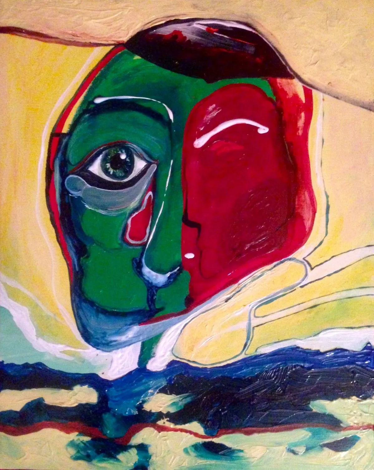 “…y hasta mi corazón sintió tu presencia, ser con dos rostros, eres aquel que ilumina e irradia… mi corazón… se alcanzó a despertar, -“duerme y sigue soñando…”, artwork by Juan SUÊ