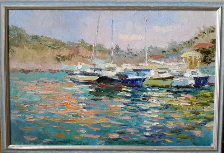 Yachts in Balaklava. Crimea, œuvre de Olga Karpenko