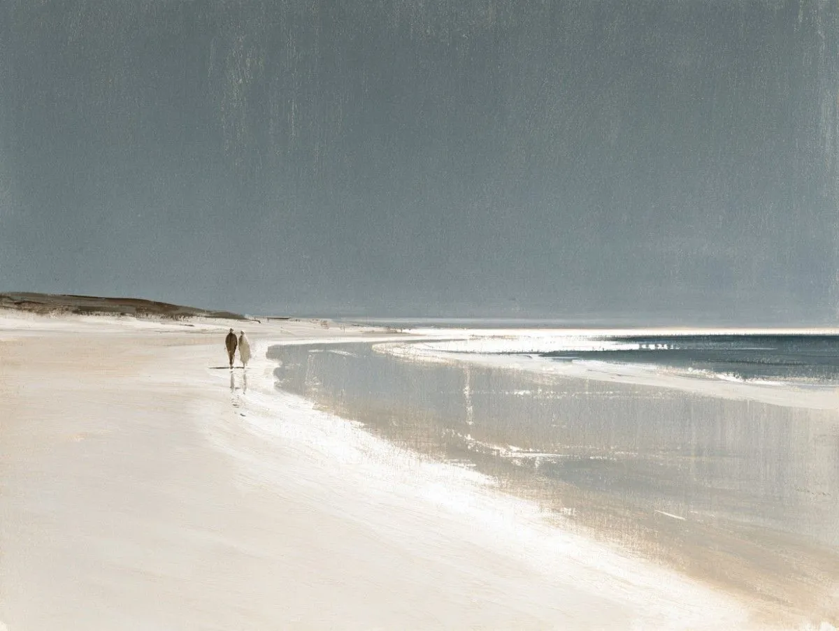 Silence , marche sur une longue plage, artwork by ELIE _Del_Mar
