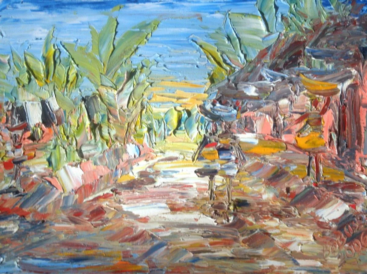 childhood courtyard, artwork by Akpan Usoroh
