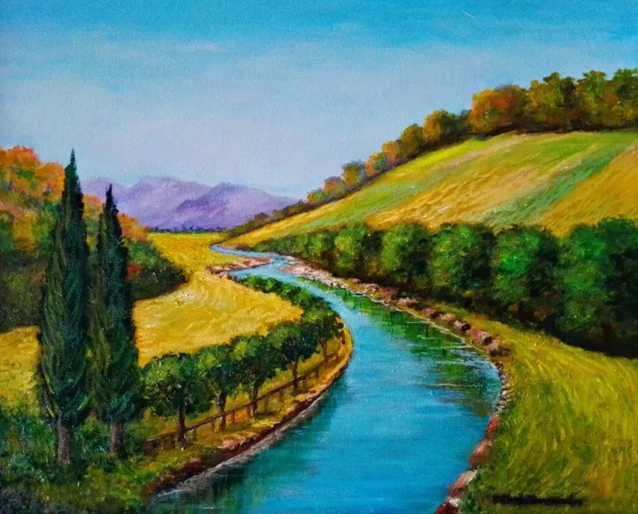 AUTUMN IN THE VALLEY OF LOUSIOS RIVER, œuvre de Konstantinos Charalampopoulos