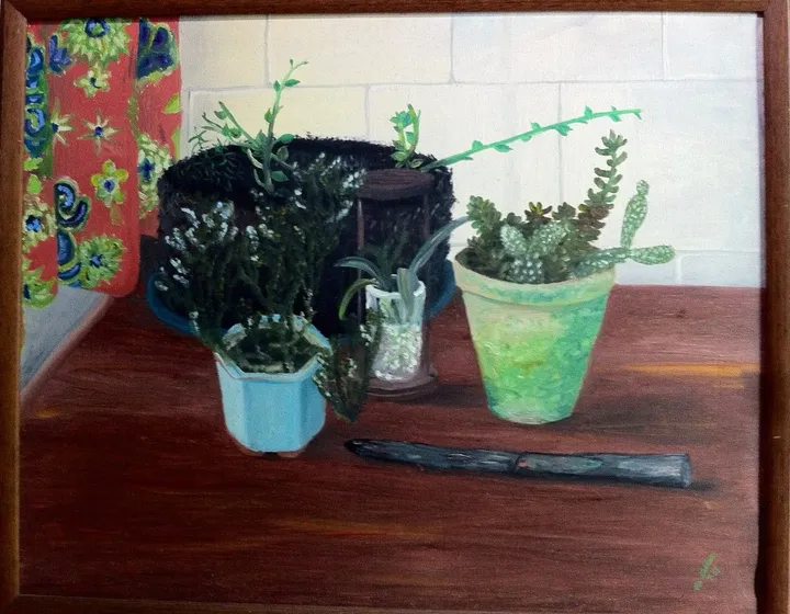 Still life with rusty knife., œuvre de Keller Rubens