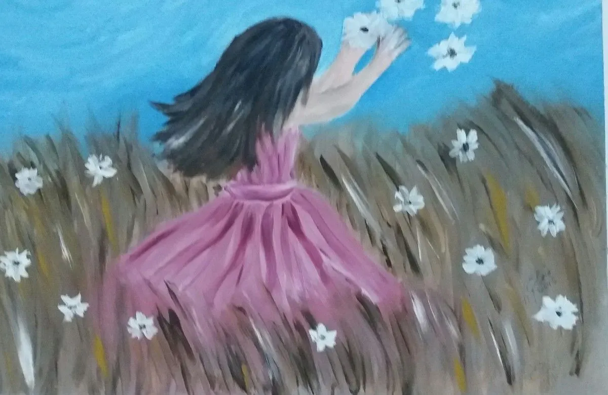 Flowers in the wind, artwork by Elsie Brummer