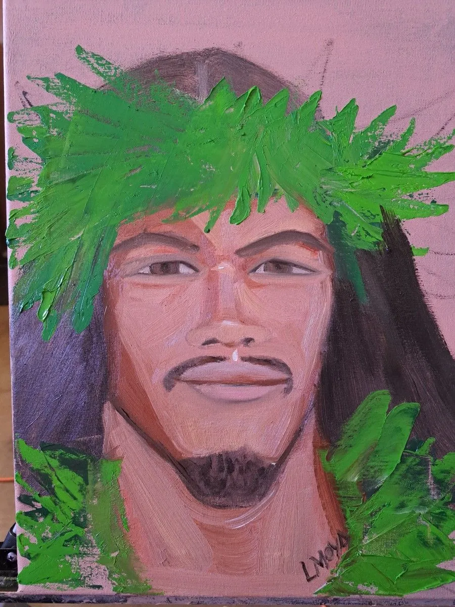 Hawaian man, artwork by Ligia Moya