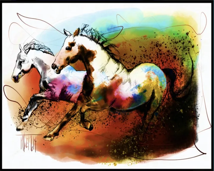 LES CHEVAUX, œuvre de MiCheline Tremblay