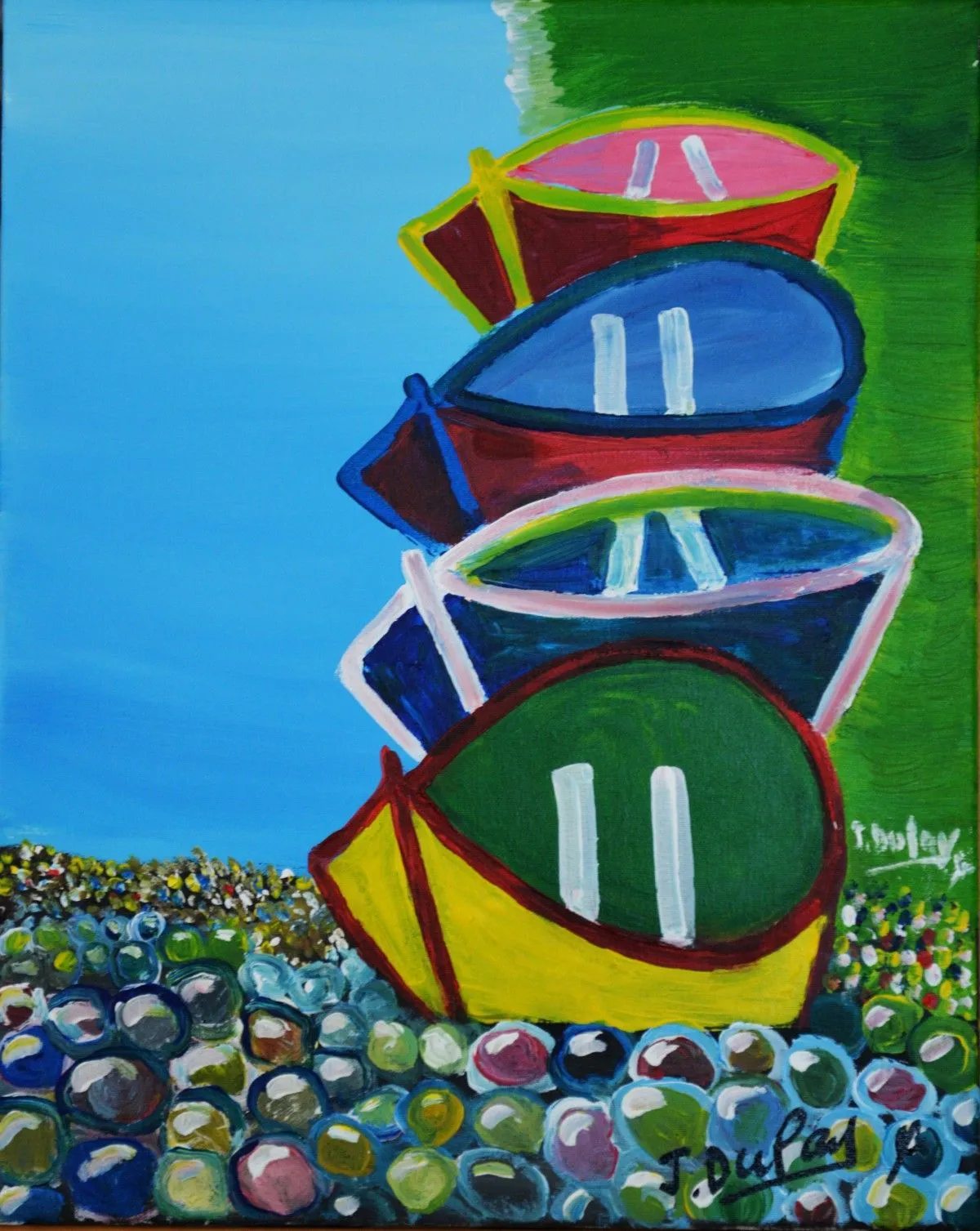 Les quatre barques, artwork by Jérôme Dufay
