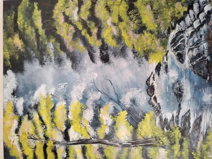 cascade en foret, artwork by Alexandra Guillon