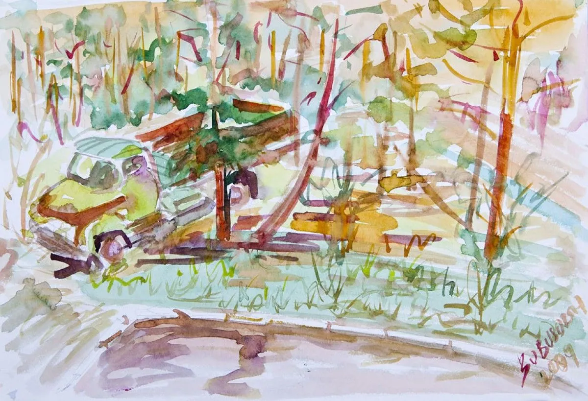 Hotel window-Borovoye-Kazakhstan, artwork by Akpan Usoroh
