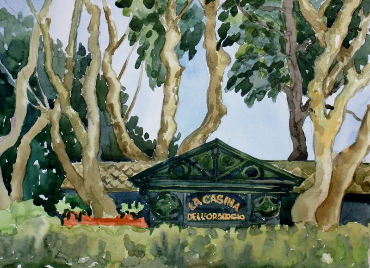 Caffe in Rome, artwork by Olga Strugovshikova