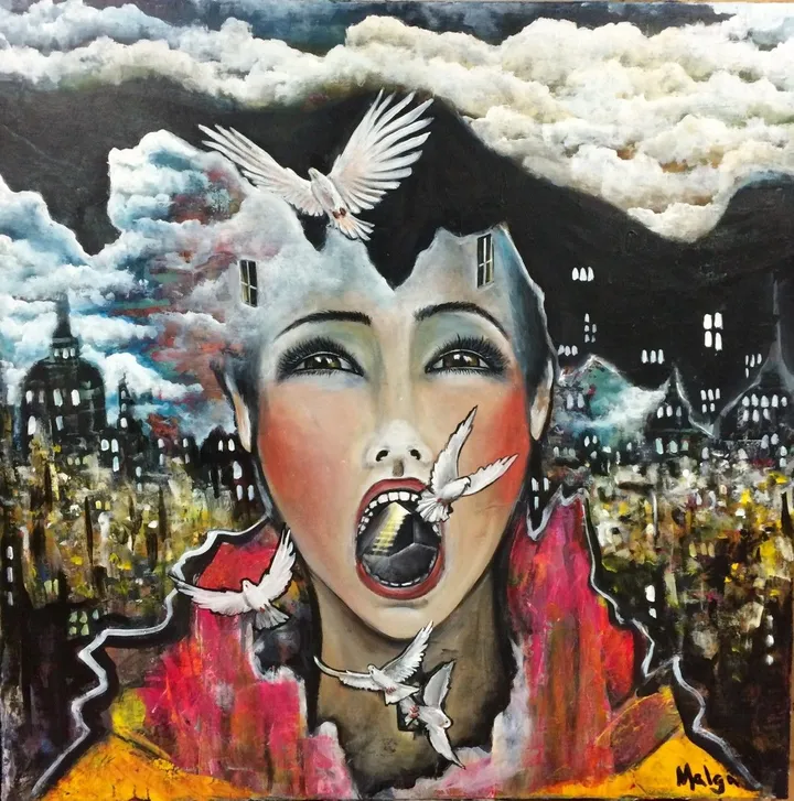 Le cri des colombes, artwork by Malga Art