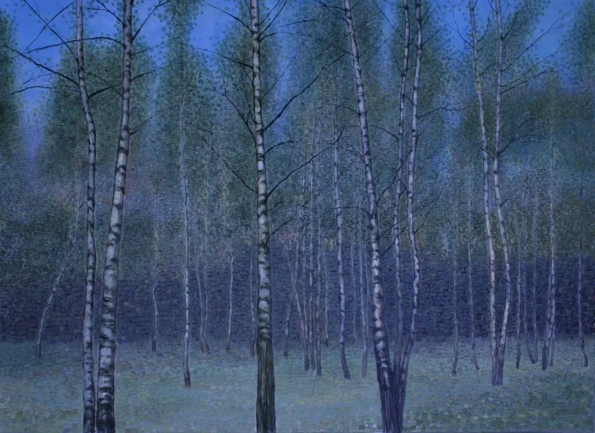 "Birches, Summer Evening", artwork by Natalie Levkovska