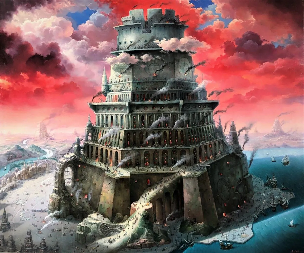 The Tower of Babel. Red., artwork by ????????? ?????????