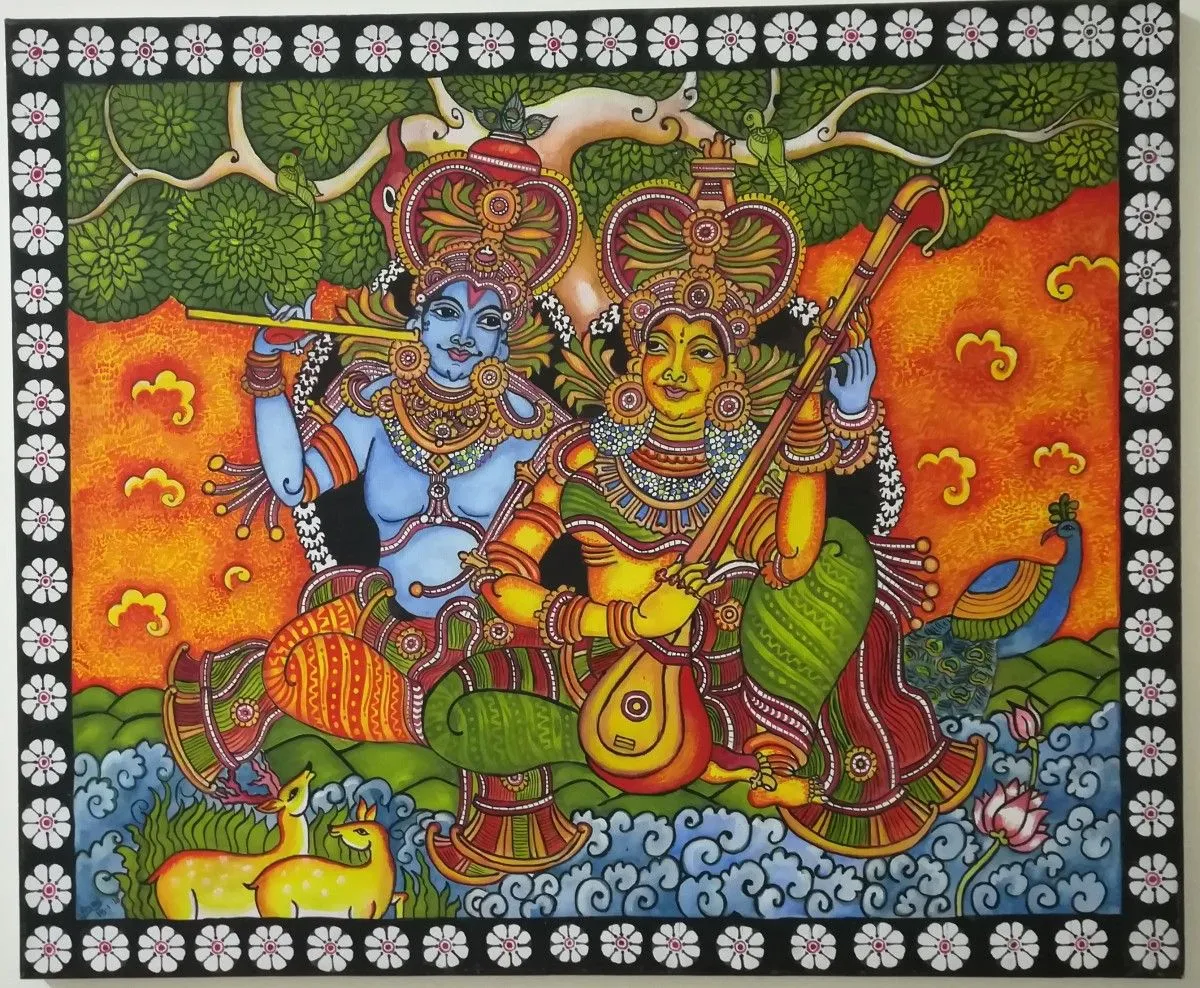 Krisha and radha, artwork by Ajay Thozhookkara