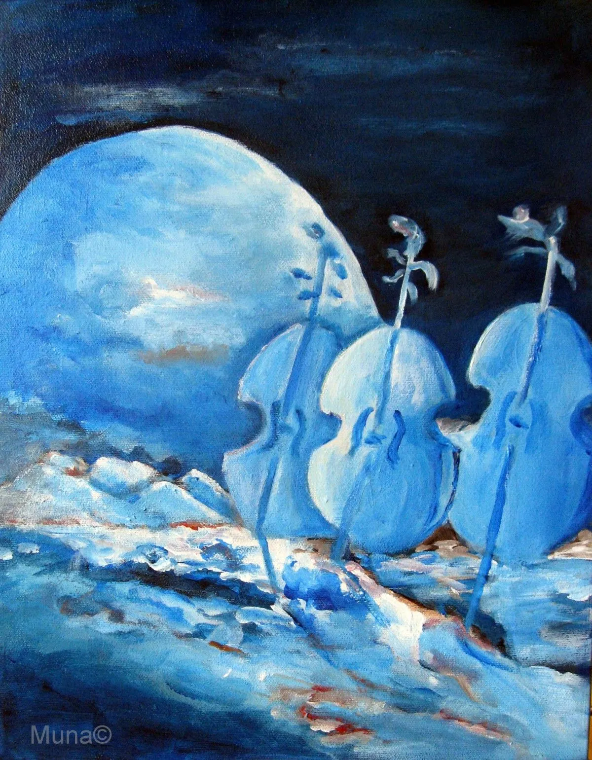 Nuit d'encre, lune blanche, artwork by Muna Brière