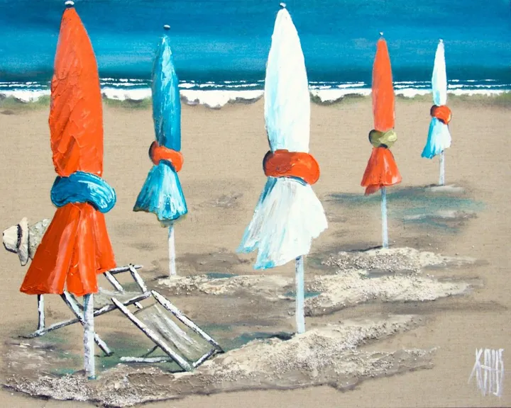 Les parasols orangés, œuvre de Galerie Arnaud