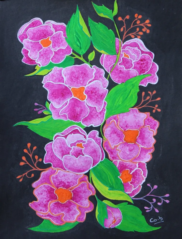 Pivoines Violettes, artwork by Corinne Brossier