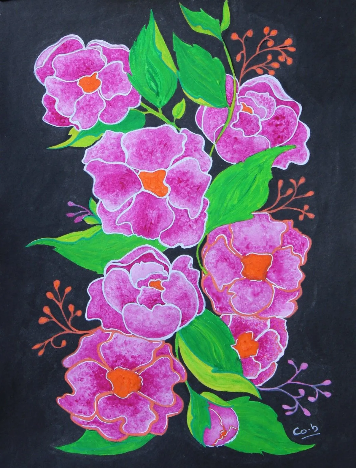 Pivoines Violettes, artwork by Corinne Brossier
