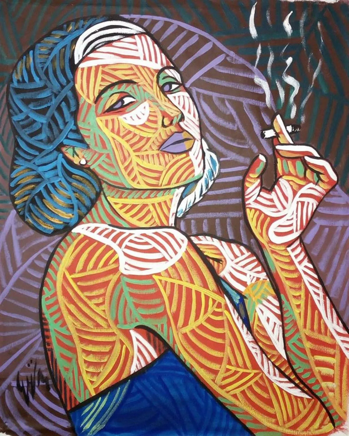 Lady with cigarette, artwork by Gerardo La Porta