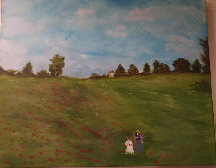champs coquelicots, artwork by Alexandra Guillon