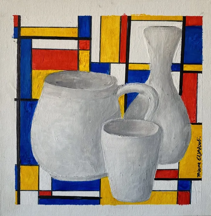 Mondrian vases, œuvre de Mouna Eljazouli