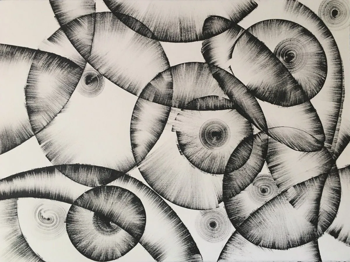Black and White Abstract Drawing 18 by Kozyuk, œuvre de Khrystyna Kozyuk