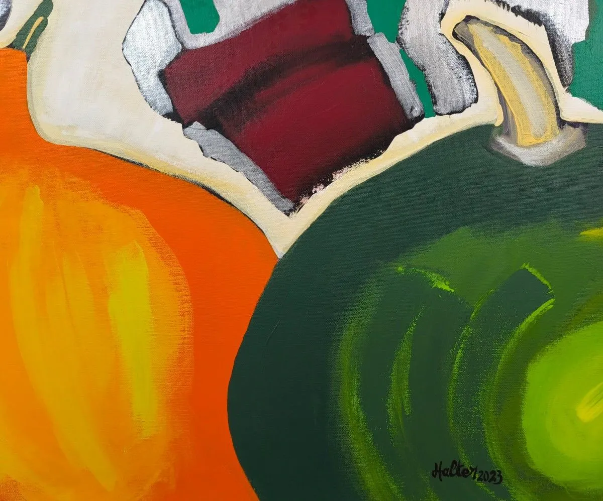 Courges, jaune et verte, œuvre de Alain HALTER