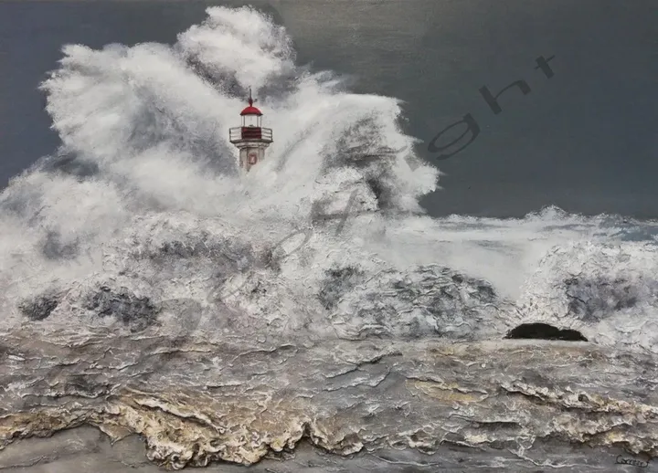 Tempête en mer, œuvre de Fabienne Carreer