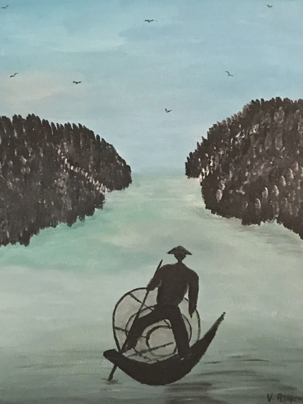 Pêcheur, œuvre de Viviane RINCK