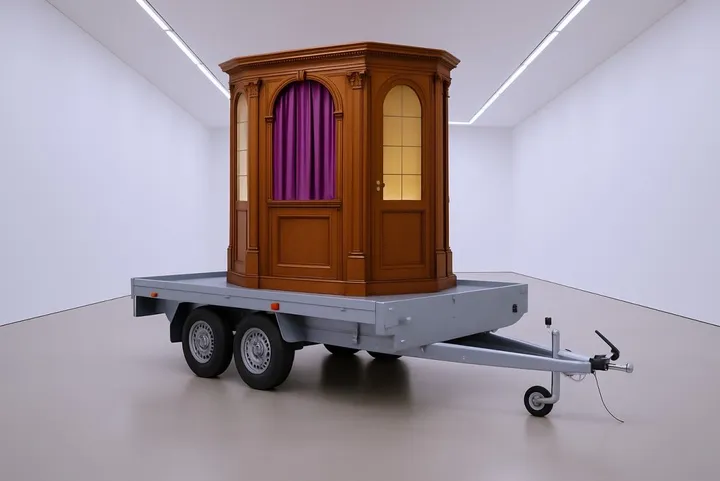 2038 - Confessionnal itinérant - 2038 Traveling Confessional, artwork by Klaus Guingand